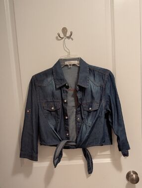 Denim Tie-Front Shirt - Blue